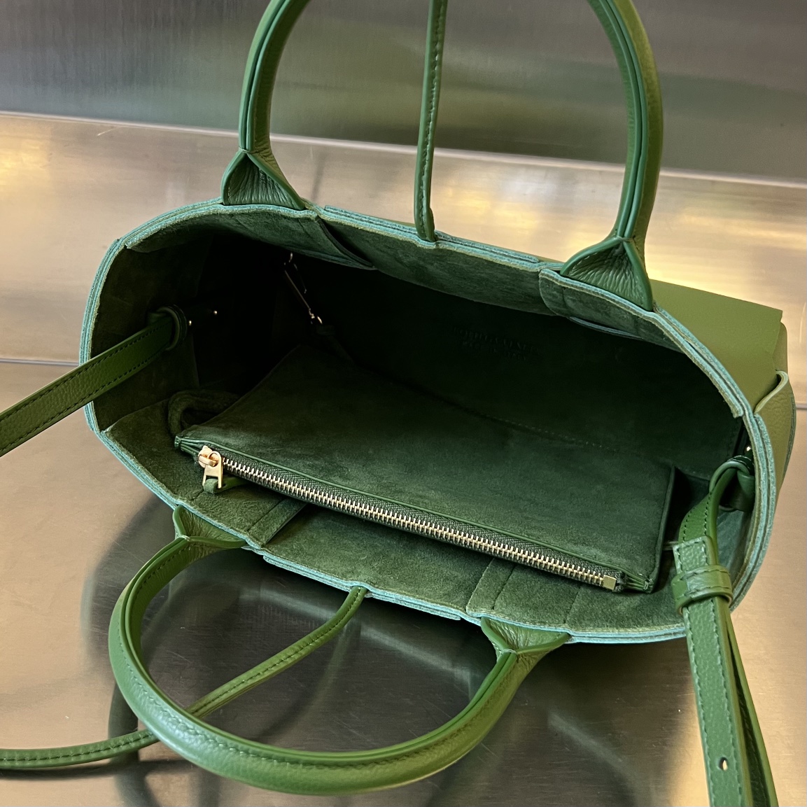 Mini Arco Intreccio Leather Tote Bag Apple Green